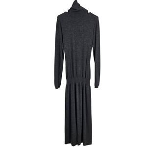 Jil Sander Avant Garde Sweater Dress Gray Wool Blend Knit Turtleneck Maxi Size M